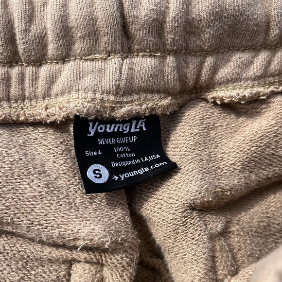 Men's YoungLA Joggers Beige Cargo Solid S City Street Gym Casual Athleisure - Picture 4 of 12